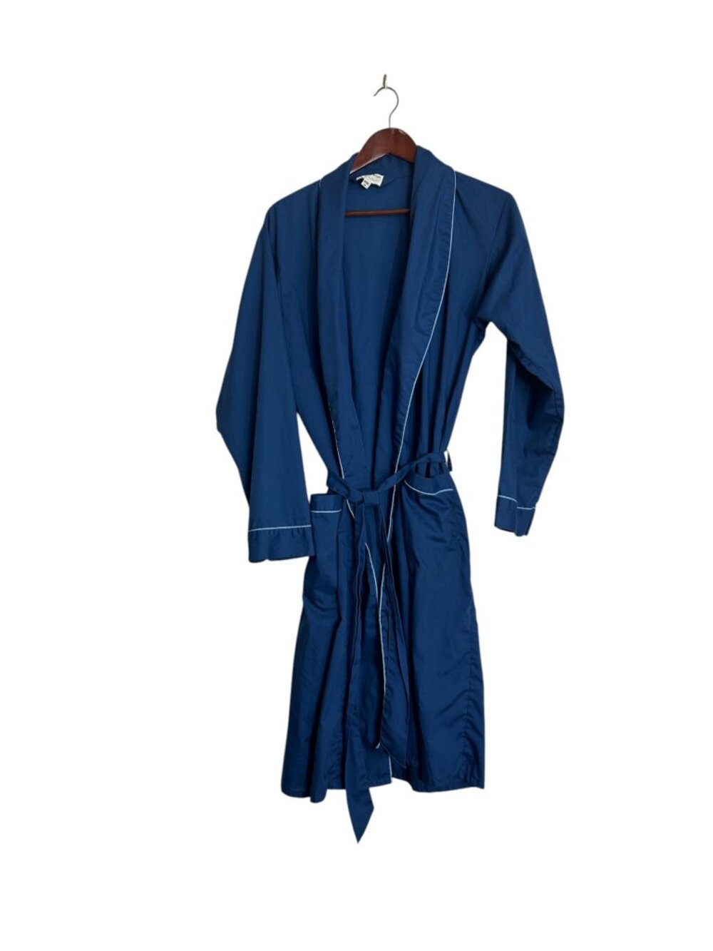 Vtg Royal Knight Mens Size M Blue Robe Dacron Polyester Belted Made USA Piped